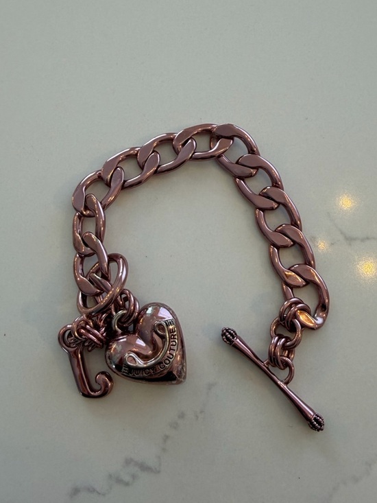 Juicy Couture Rose Gold Heart Charm Link Bracelet - Picture 2 of 4